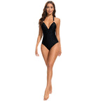 Damen Eleganter Badeanzug mit tiefem V-Ausschnitt und verstellbaren Trägern R&B