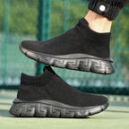 Damen bequeme Slip-On Sneakers mit elastischem Strickoberteil