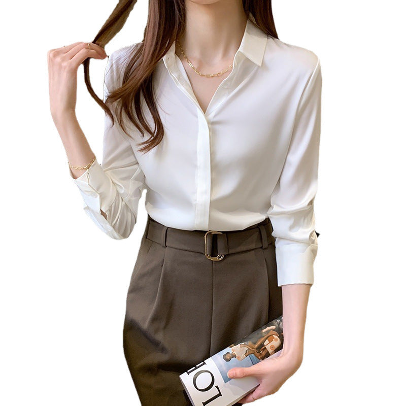 Frauen Luxuriöse Satin Knopf-Oben Bluse