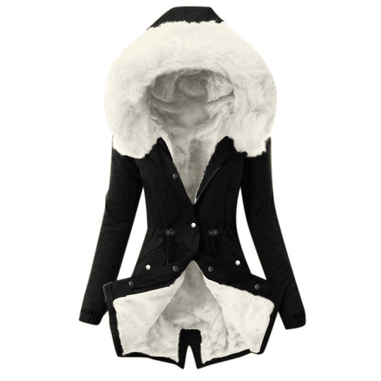 Damen gefütterte Parka mit Kunstfellkragen R&B