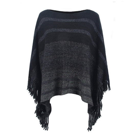 Damen eleganter Poncho mit strukturiertem Design und fransigen Details R&B