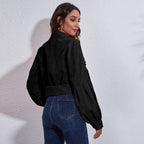 Damen Trendige Blousonjacke mit weiten Ärmeln und Rippstrickdetails R&B
