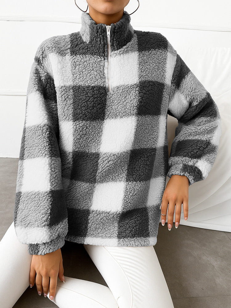 Damen Fleece-Pullover mit hohem Kragen und durchgehendem Reißverschluss