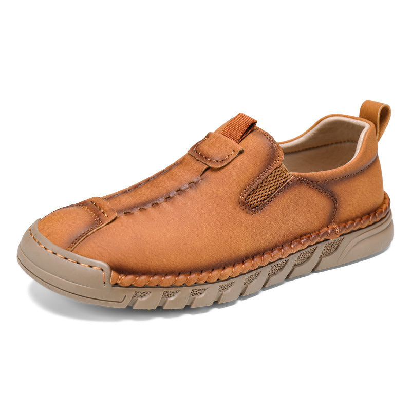Herren Bequeme Leder Slip-On Schuhe mit elastischem Einschlupfdesign R&B