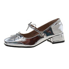 Damen Ballerinas mit modischer Schleifen-Applikation und elegantem Blockabsatz R&B