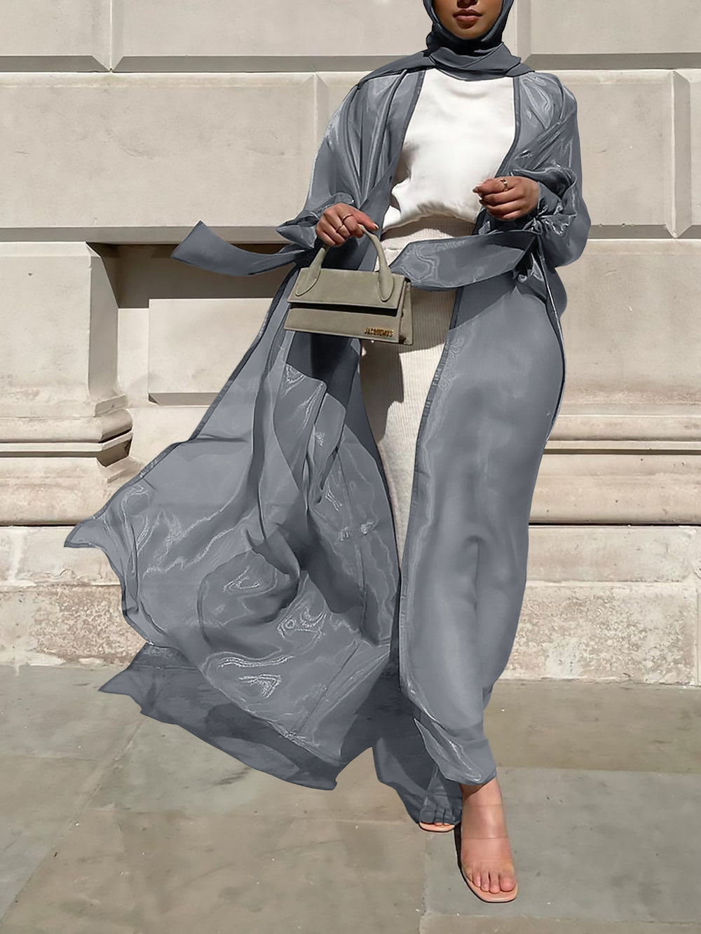 Damen Luftige Kimono-Jacke mit filigranem Design und weiten Ärmeln R&B
