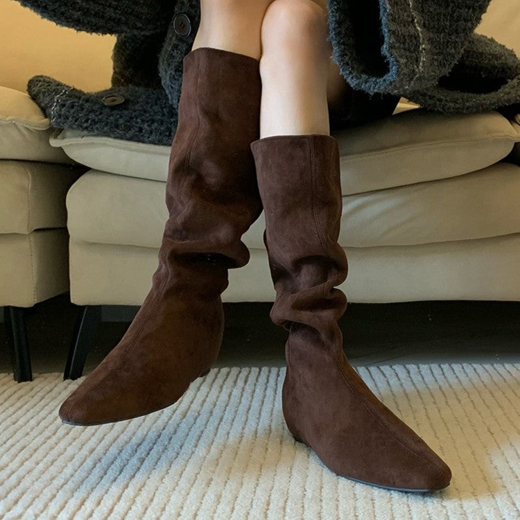 Damen modische Stiefel mit gerafftem Schaft und spitzem Fußteil R&B