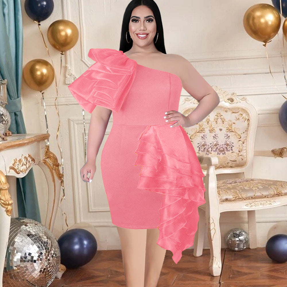 Damen Einseitiges Cocktailkleid mit voluminösem Rüschendesign R&B
