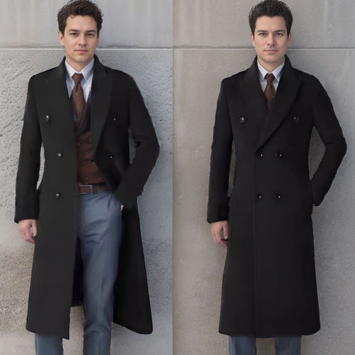 Herren eleganter Doppelt-Front-Mantel aus hochwertigem Material R&B