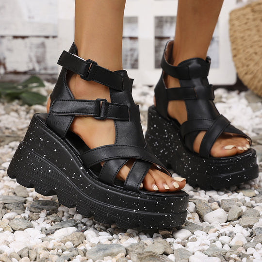 Damen Wedge-Sandalen mit verstellbaren Riemen und komfortablem Fußbett R&B