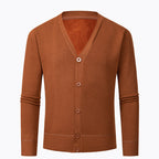 Herren Strickjacke mit V-Ausschnitt und knopflosem Design R&B