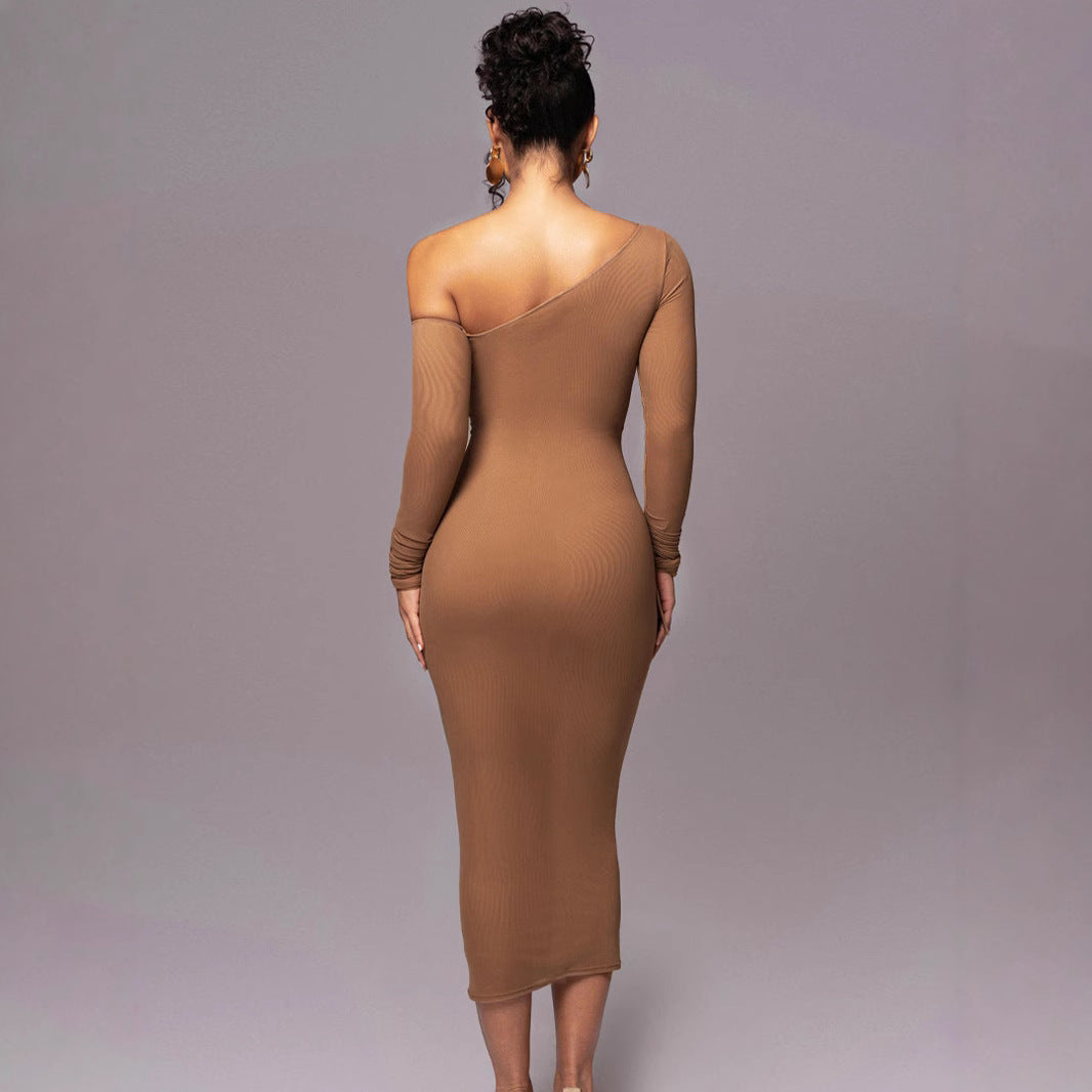 Damen Elegantes One-Shoulder Kleid mit Rüschen