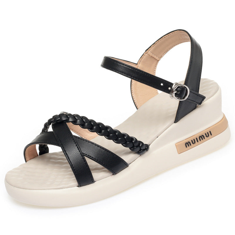 Damen Wedge-Sandaletten mit geflochtenem Riemendesign und bequemem Fußbett R&B