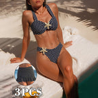 Damen Bikini-Set mit fröhlichem Punkte-Design und lässigem Rockelement R&B