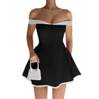 Damen Offshoulder Mini Kleid mit verspieltem Schnitt R&B