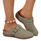 Damen Clogs mit eleganten Lochmuster und verstellbarem Riemen R&B