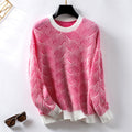 Damen Strickpullover mit modernem Wellenmuster