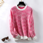 Damen Strickpullover mit modernem Wellenmuster