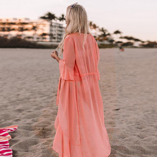 Damen Strandkimono mit luxuriösem Wellenmuster Heidi Mode
