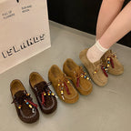 Damen Mokassins mit dekorativen Perlen und weichem Wildleder R&B