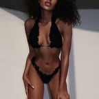 Damen Bikiniset mit Rüschendetails und Neckholder-Oberteil EB