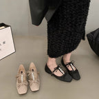 Damen elegante Ballerinas mit modischem Schleifenakzent und funkelnden Verzierungen R&B