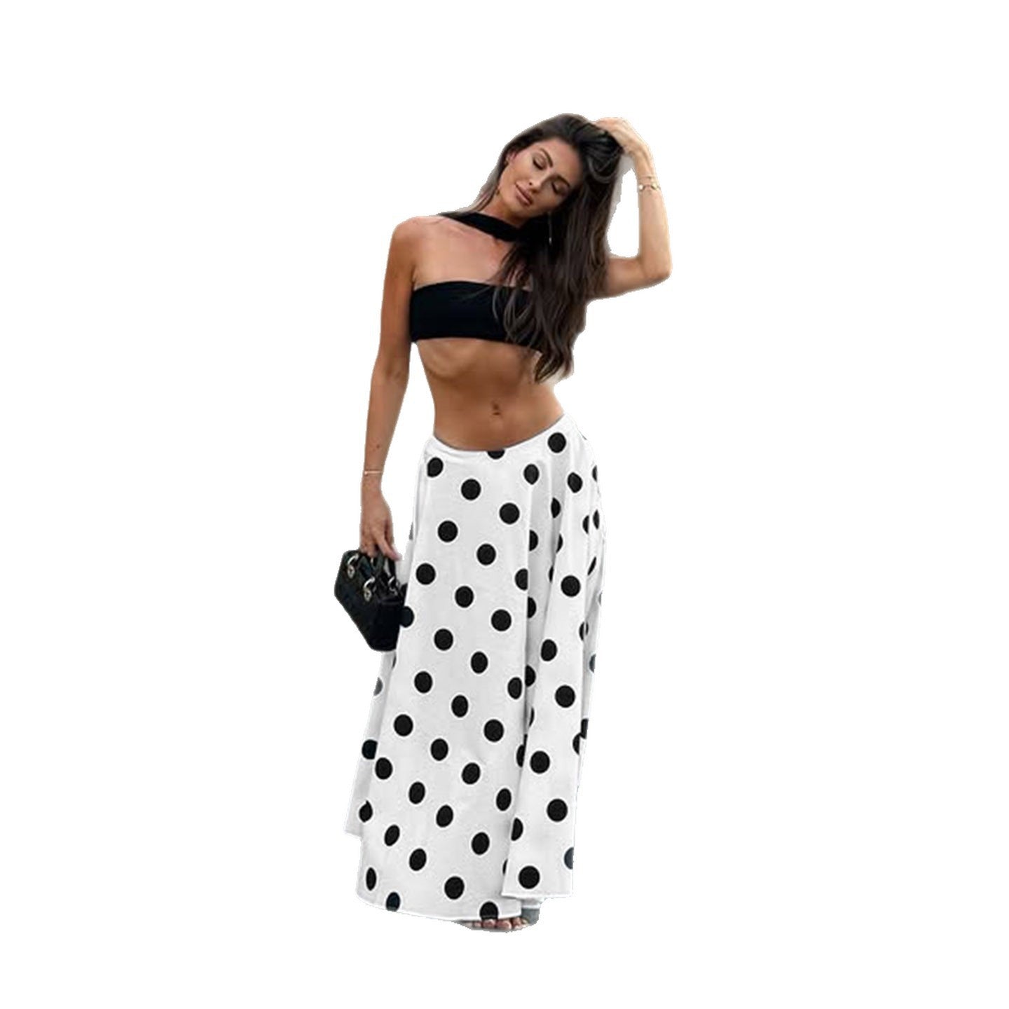 Damen Maxirock im verspielten Polka-Dots-Design R&B