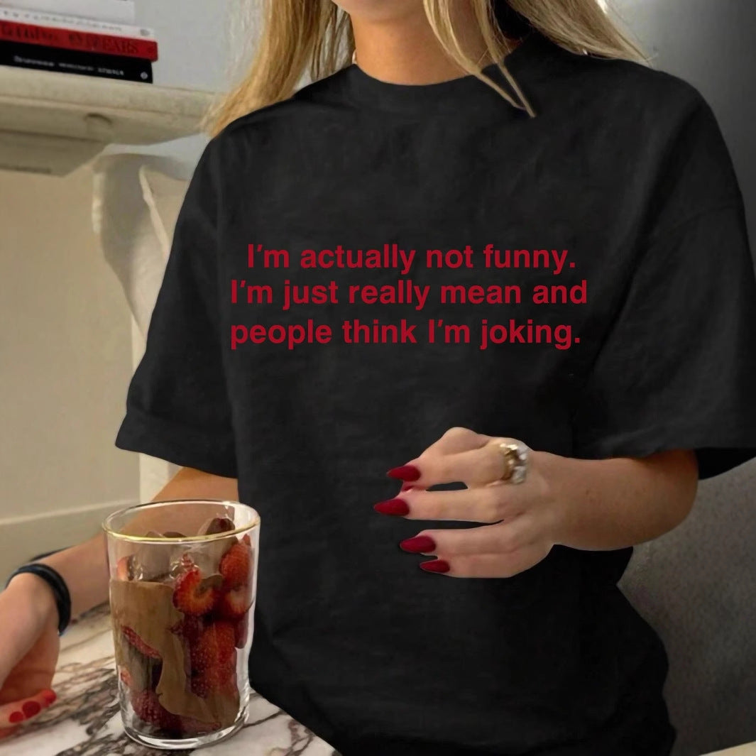 Damen Statement T-Shirt mit humorvollem Schriftzug R&B