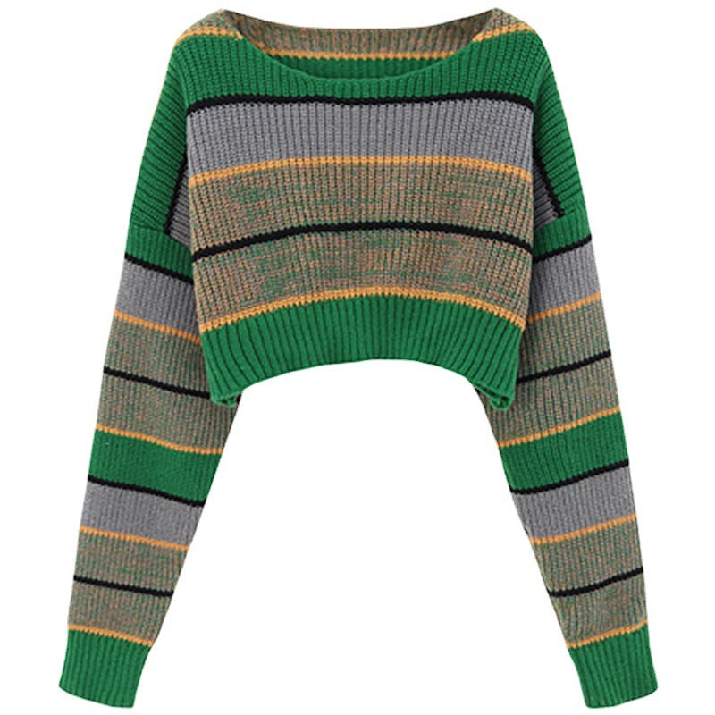 Damen Trendiger cropped Pullover im Blockstreifen-Look R&B