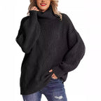 Damen Grobstrickpullover mit hohem Kragen und strukturiertem Zopfmuster R&B