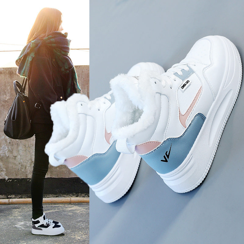 Damen warme High-Top Sneakers mit kuscheligem Innenfutter R&B