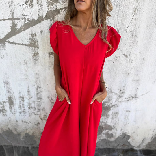 Damen Leopardenmuster Kleid mit schickem V-Ausschnitt R&B