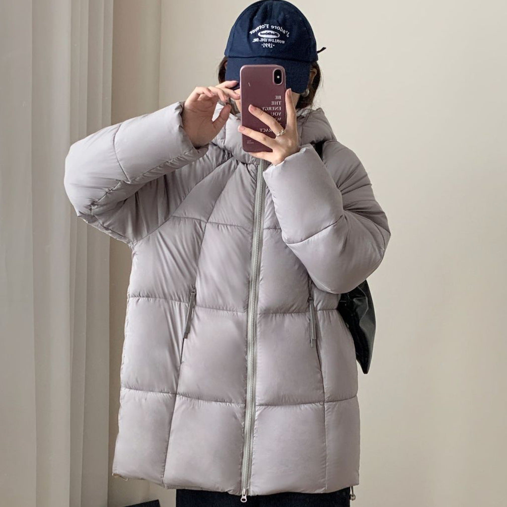 Damen Übergroße Pufferjacke mit Kapuze und praktischen Eingrifftaschen R&B