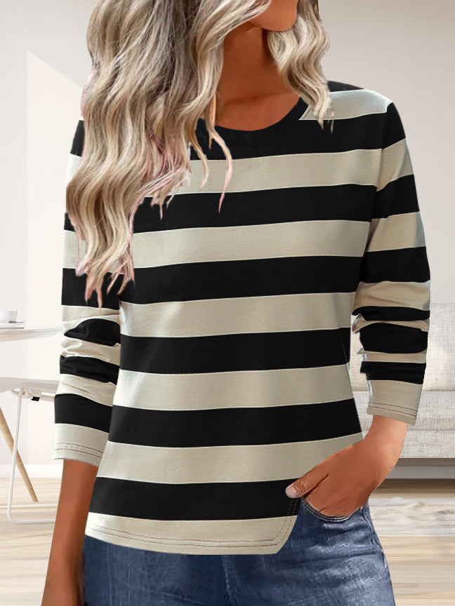 Damen Langarmshirt mit modernem Streifenmuster und bequemer Passform R&B