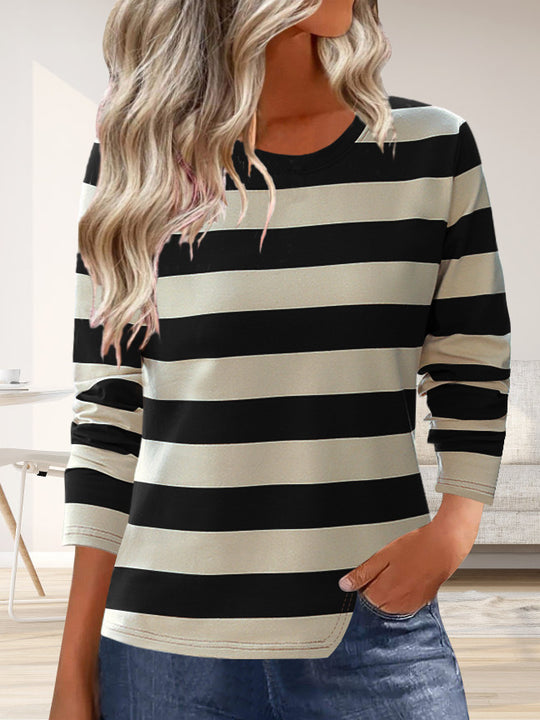 Damen Langarmshirt mit modernem Streifenmuster und bequemer Passform R&B