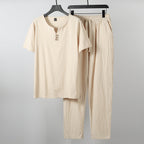 Damen lässiges Lounge-Set mit Knopfdetails und elastischem Bund R&B