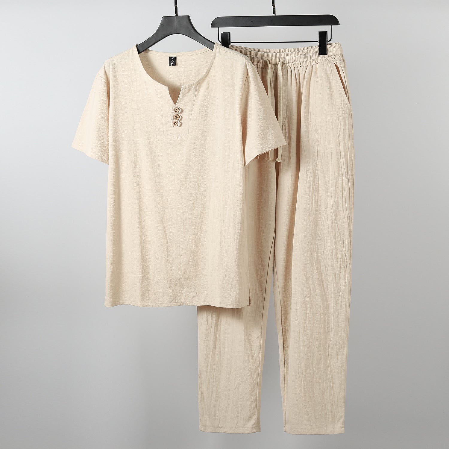 Damen lässiges Lounge-Set mit Knopfdetails und elastischem Bund R&B