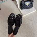 Damen Offene Mules mit dekorativen Punkten und schickem Schleifen-Detail R&B