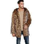 Herren Modischer Kunstpelzmantel mit Kapuze und elegantem Schnitt R&B