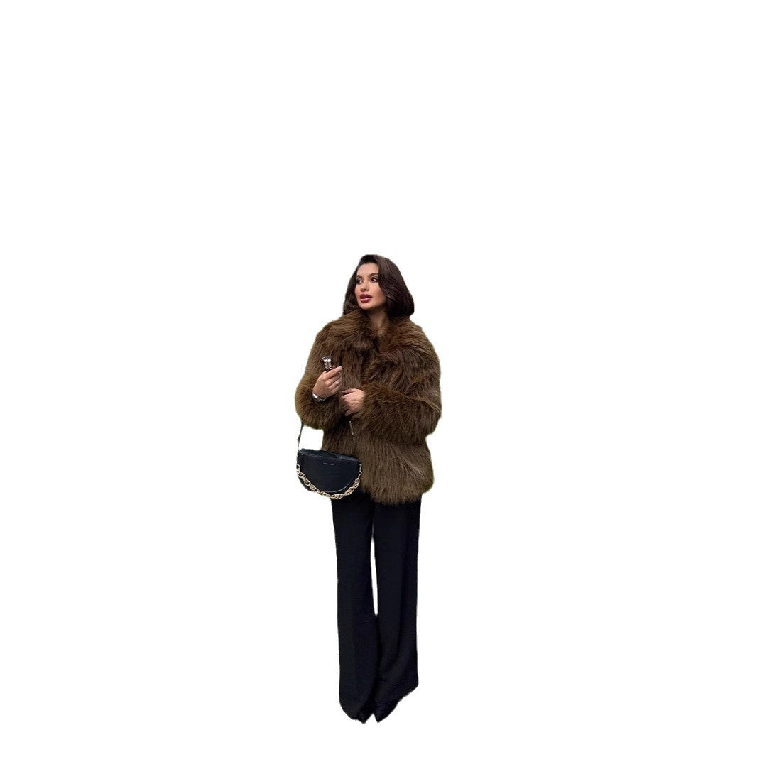 Damen Luxuriöse Felljacke mit voluminösen Ärmeln und weich gefüttert R&B