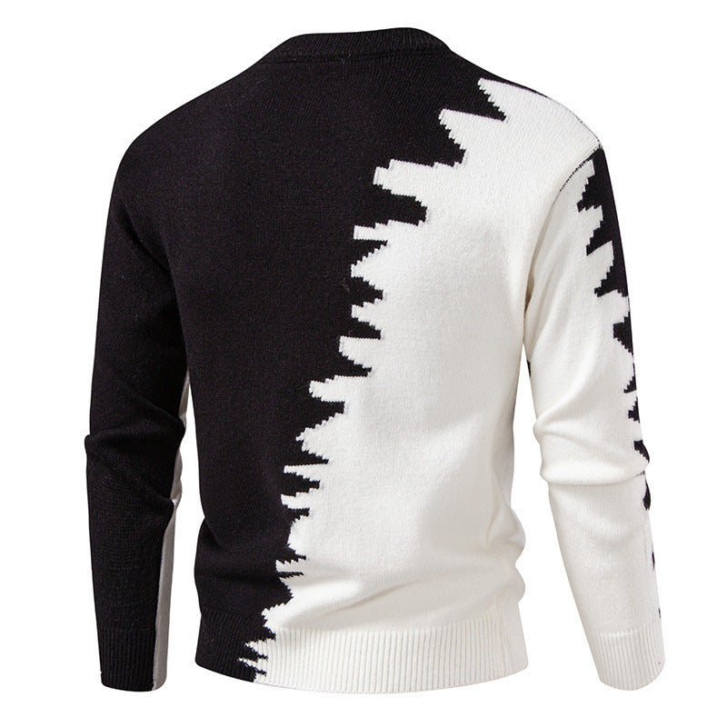 Herren modischer Strickpullover mit asymmetrischem Farbdesign und hohem Komfort R&B
