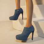 Damen High-Heels mit modischem Denim-Schnitt und elegantem Absatz R&B