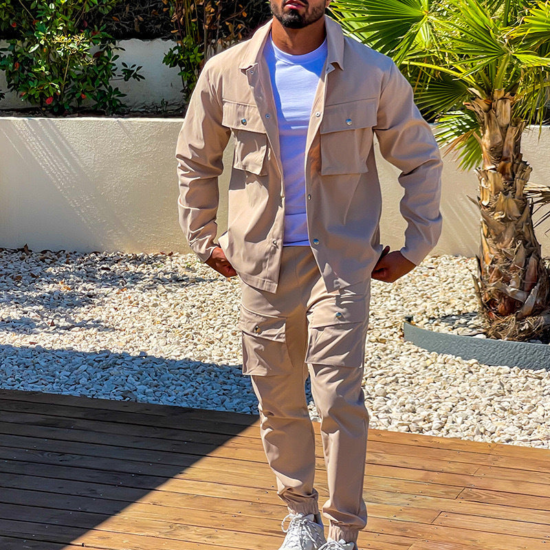 Herren bequeme Cargo-Hose und Jacke Set