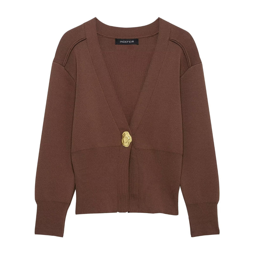 Damen lässige Strickjacke mit dekorativen Knopfdetails und elegantem Schnitt R&B