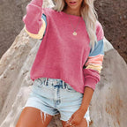 Damen Freizeitpullover mit buntem Ärmeldesign R&B