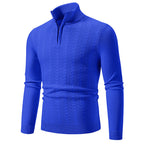 Herren Strickpullover mit Reißverschluss und grafischem Zopfmuster R&B