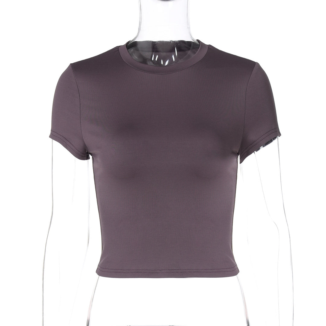 Damen figurbetontes T-Shirt mit kurzem Arm und dekorativem Raffungselement R&B