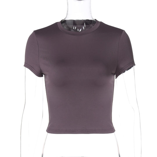 Damen figurbetontes T-Shirt mit kurzem Arm und dekorativem Raffungselement R&B