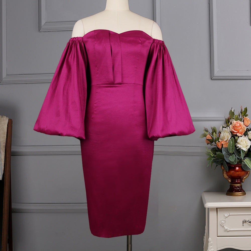 Damen figurbetontes Abendkleid mit voluminösen Ärmeln R&B