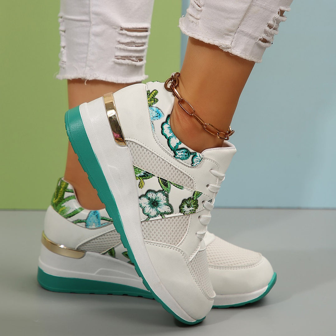 Damen sportive Sneaker mit floralen Akzenten R&B